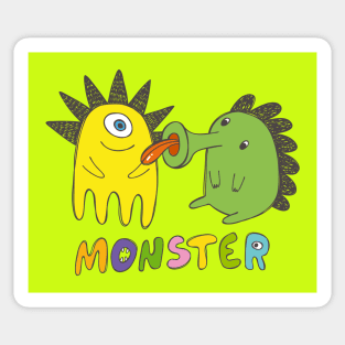 Two Monstrous Friends, One Licking the Other. Sticker